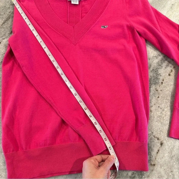 Vineyard Vines Pink V-Neck Heritage Cotton Sweater Size Small - Picture 8 of 9
